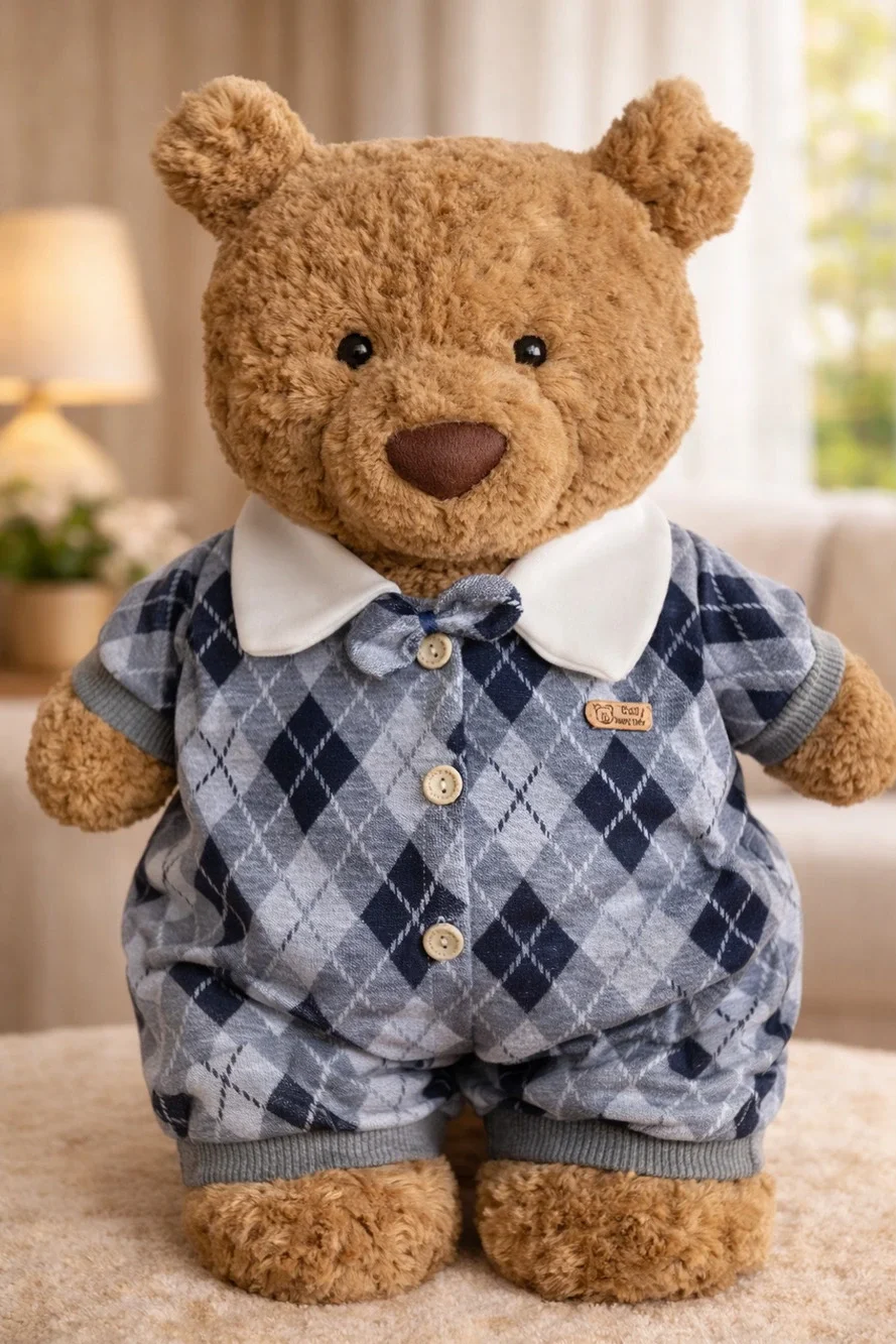 Bartholomew bear cute clothes outfits - Blue Argyle Knit Romper[TTM-14-16IN]